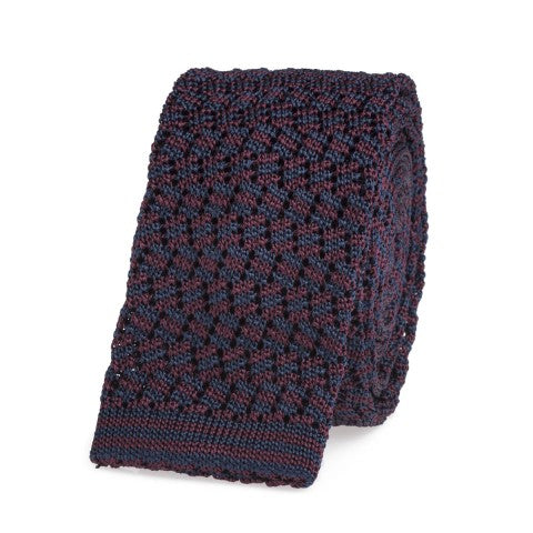 Blue and Bordeaux Knitted tie