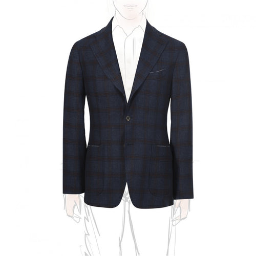 Blu/Burgundy Checked Blazer