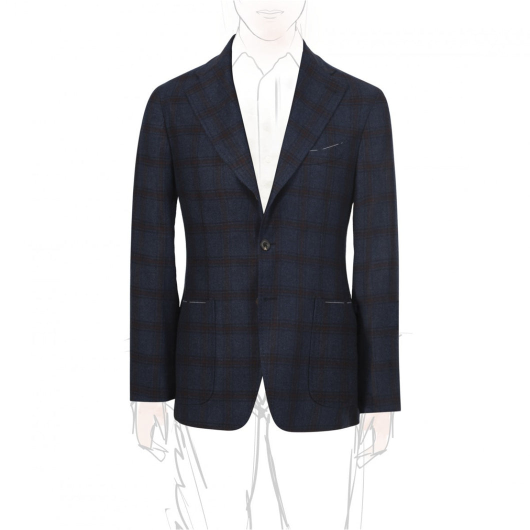 Blu/Burgundy Checked Blazer