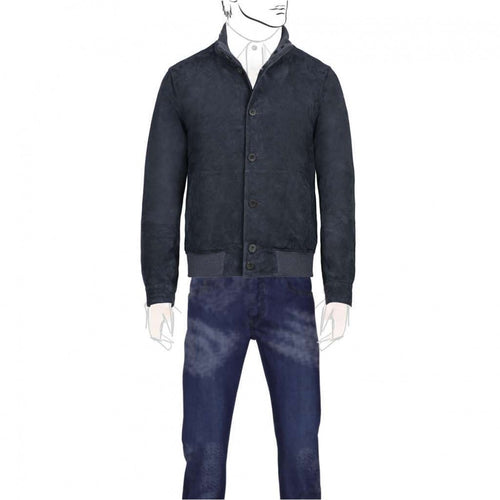 Blue Leather Bomber