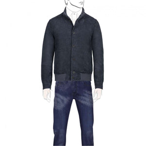 Blue Leather Bomber